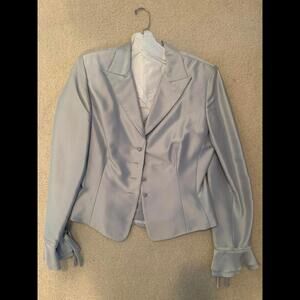 Kay Unger New York Suit Set Gray Blazer & Lace Skirt Size 8